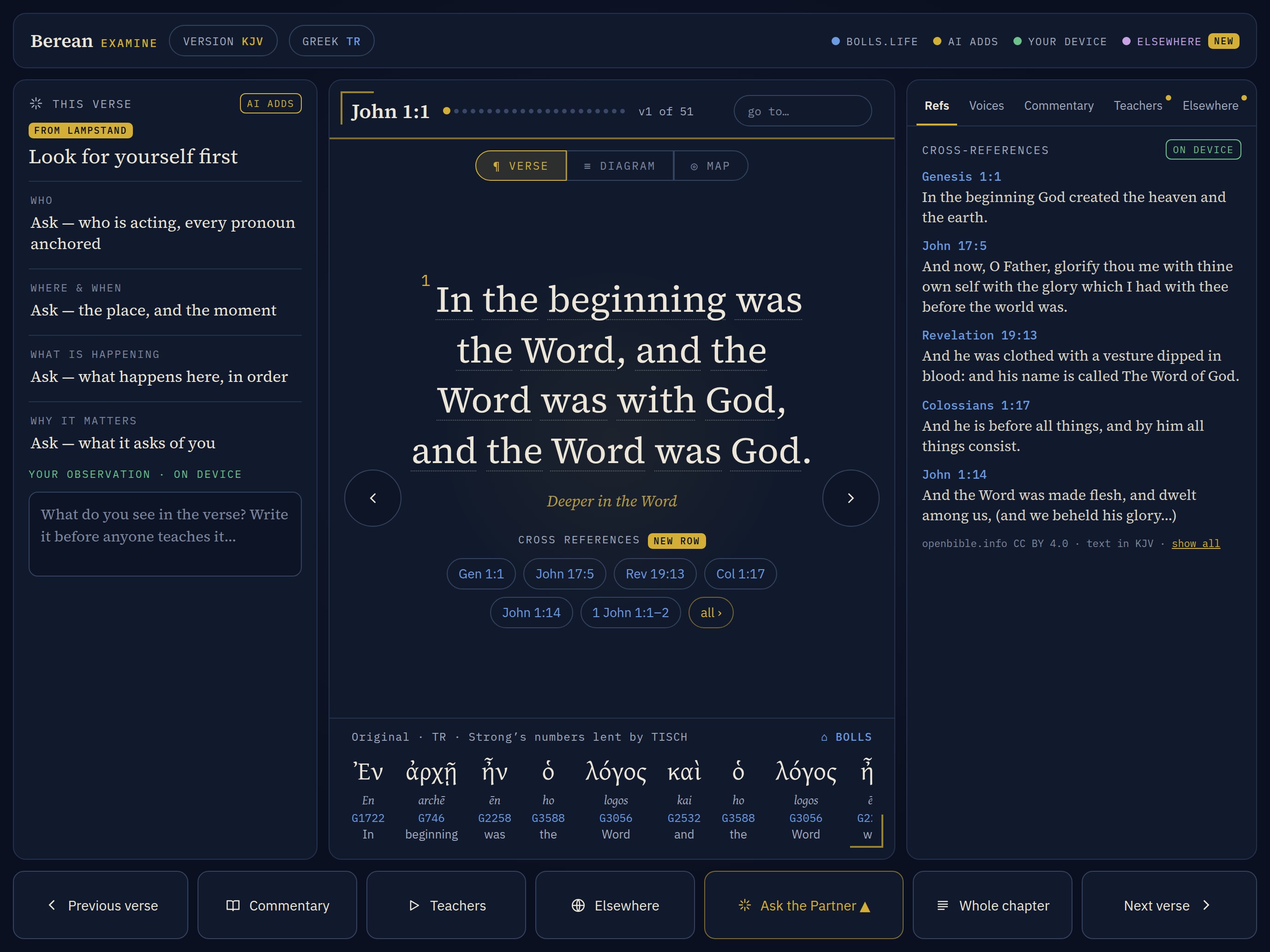 The proposed Examine on an iPad, John 1:1